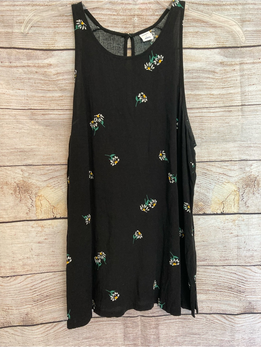 Old Navy Black Floral Tank top with Yellow & Green Accents